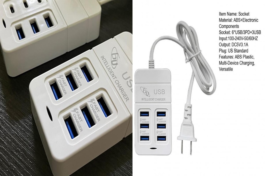 【COD】 Eco-friendly Power Socket Usb Power Strip 6 Port Usb C Charger ...