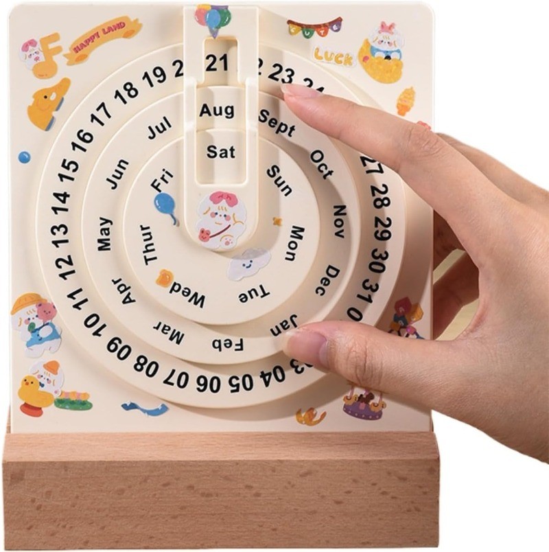 2025 white disc desk calendar, turntable perpetual calendar with ...