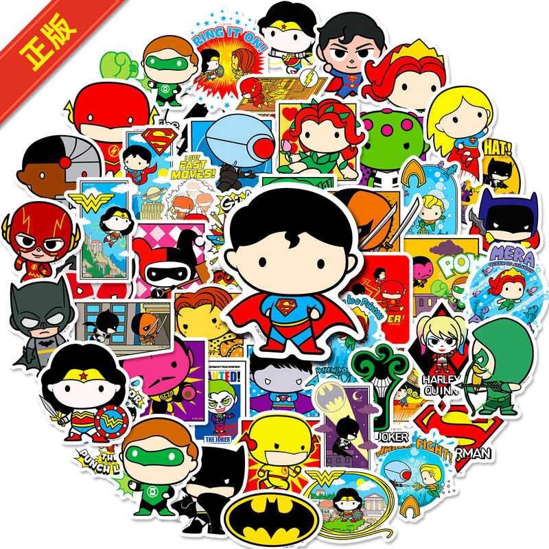 50 genuine DC Hero peripheral stickers, cute cartoon style waterproof ...
