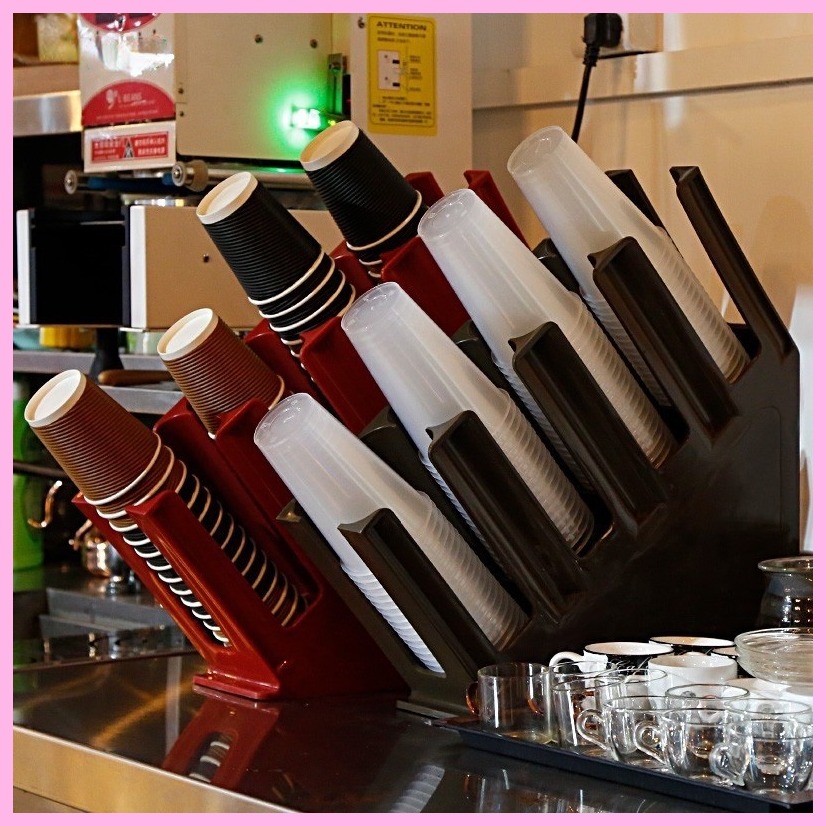 ☔ Paper Cup Holder Dispenser Lid Rack Storage Stand Coffee Shop Milk ...