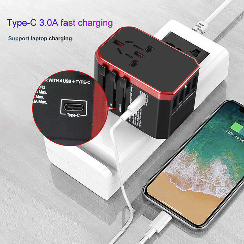 4 Conversion Global Universal Adapter Type-C Fast Charging ...