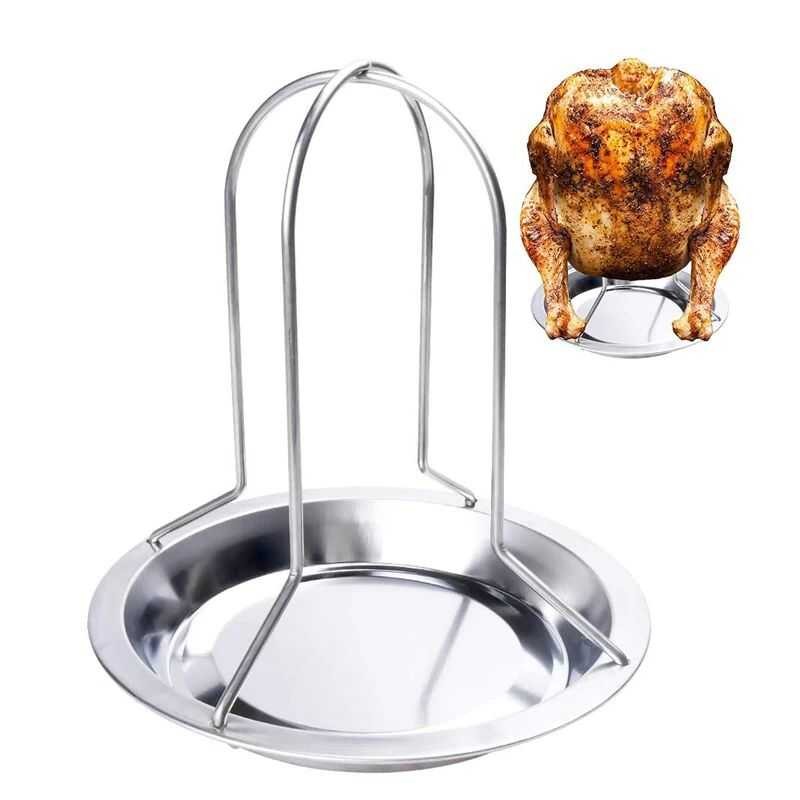 LY Chicken Roaster Rack With Bowl Carbon Steel Beer Can Chicken Turkey ...