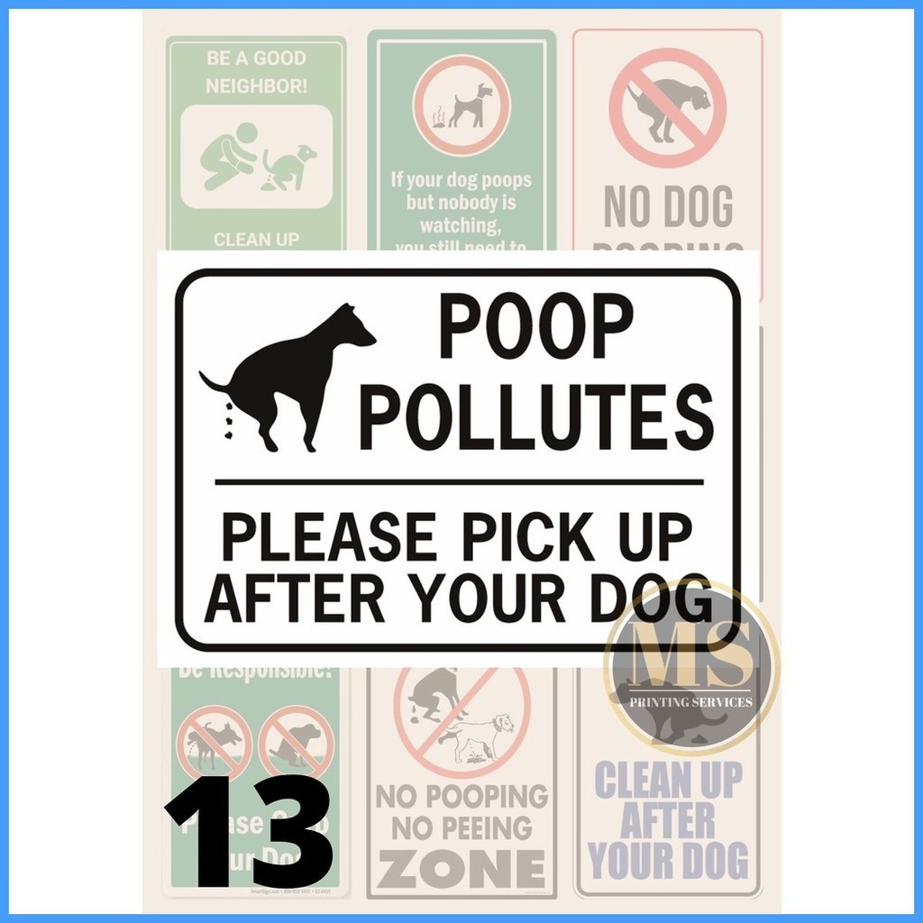 Clean Up Dog, No Poop, No Pee, No Peeing, Curb Dog Signage (Laminated ...