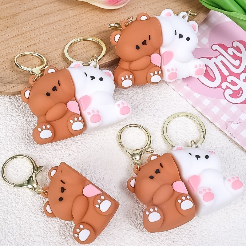 Cute Magnetic Bear Key Chain - Kawaii Resin Key Ring Backpack Pendant ...