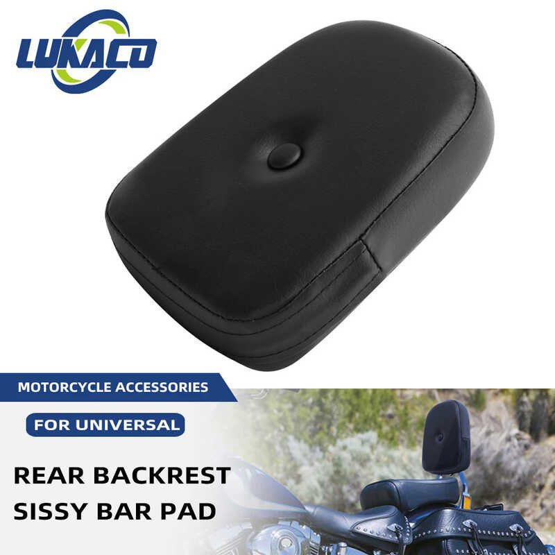Black Rear Motorcycle Backrest Sissy Bar Cushion Pad Para Sa Bobber ...
