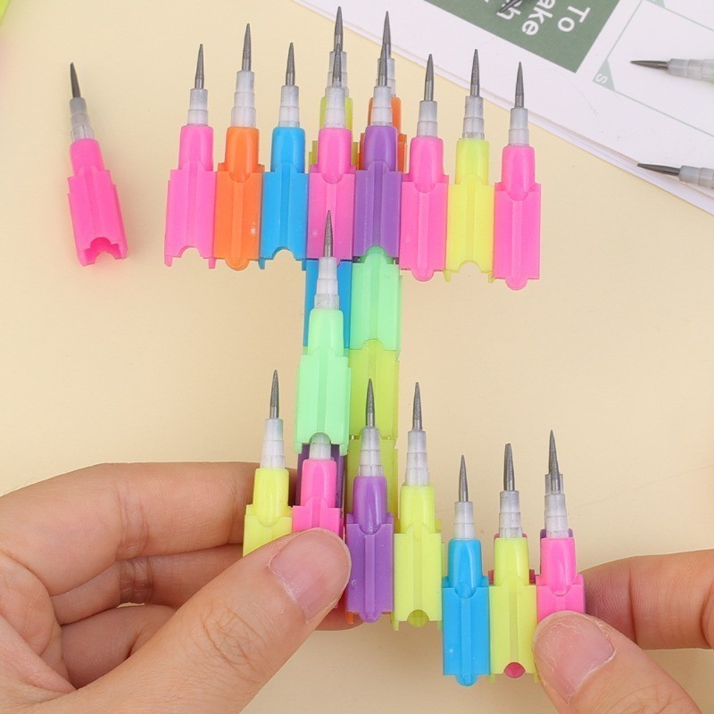 12Pcs/Set Changeable Deformation Plastic Building Pencils - Rainbow ...