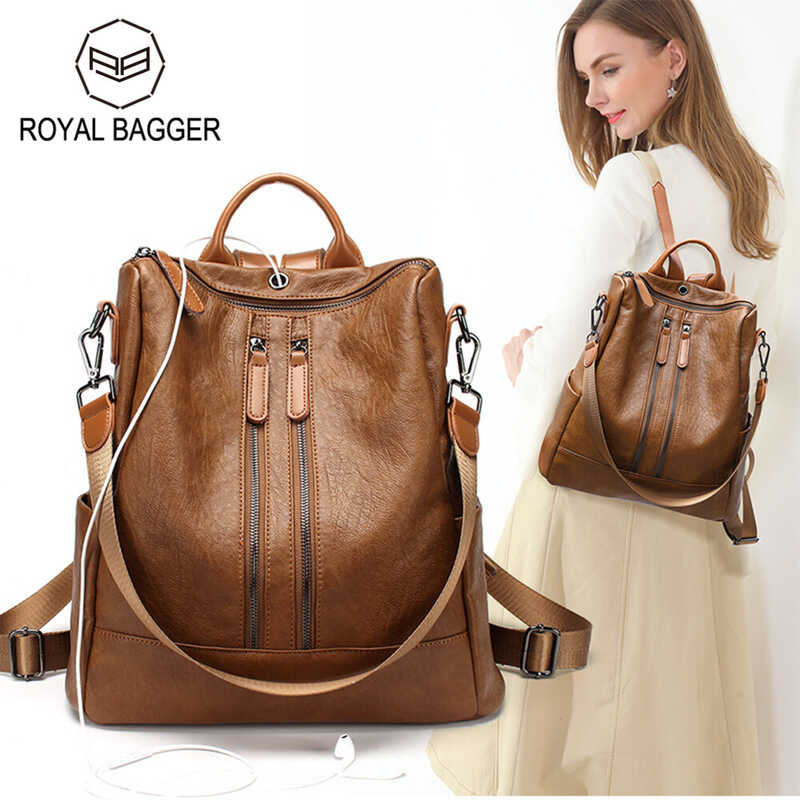 Bagong ROYAL BAGGER Backpack Para Sa Mga Kababaihan Genuine Cow Ladies ...