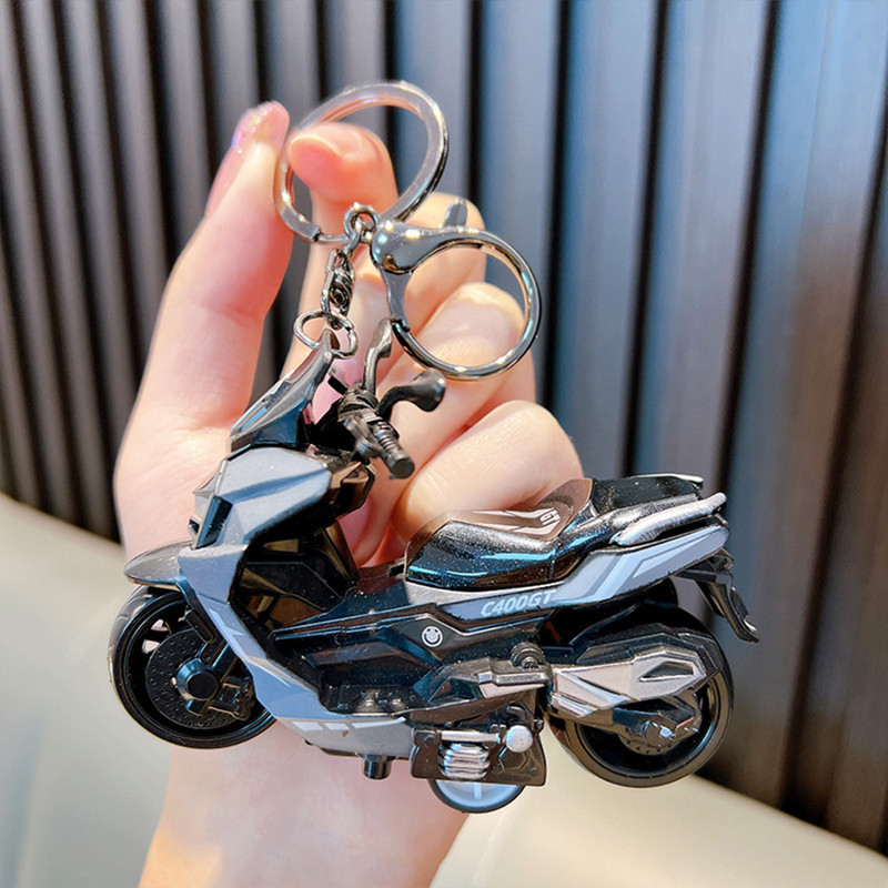Creative Alloy Pull Back Wheel Motorcycle Keychain Simulation Toy Car ...