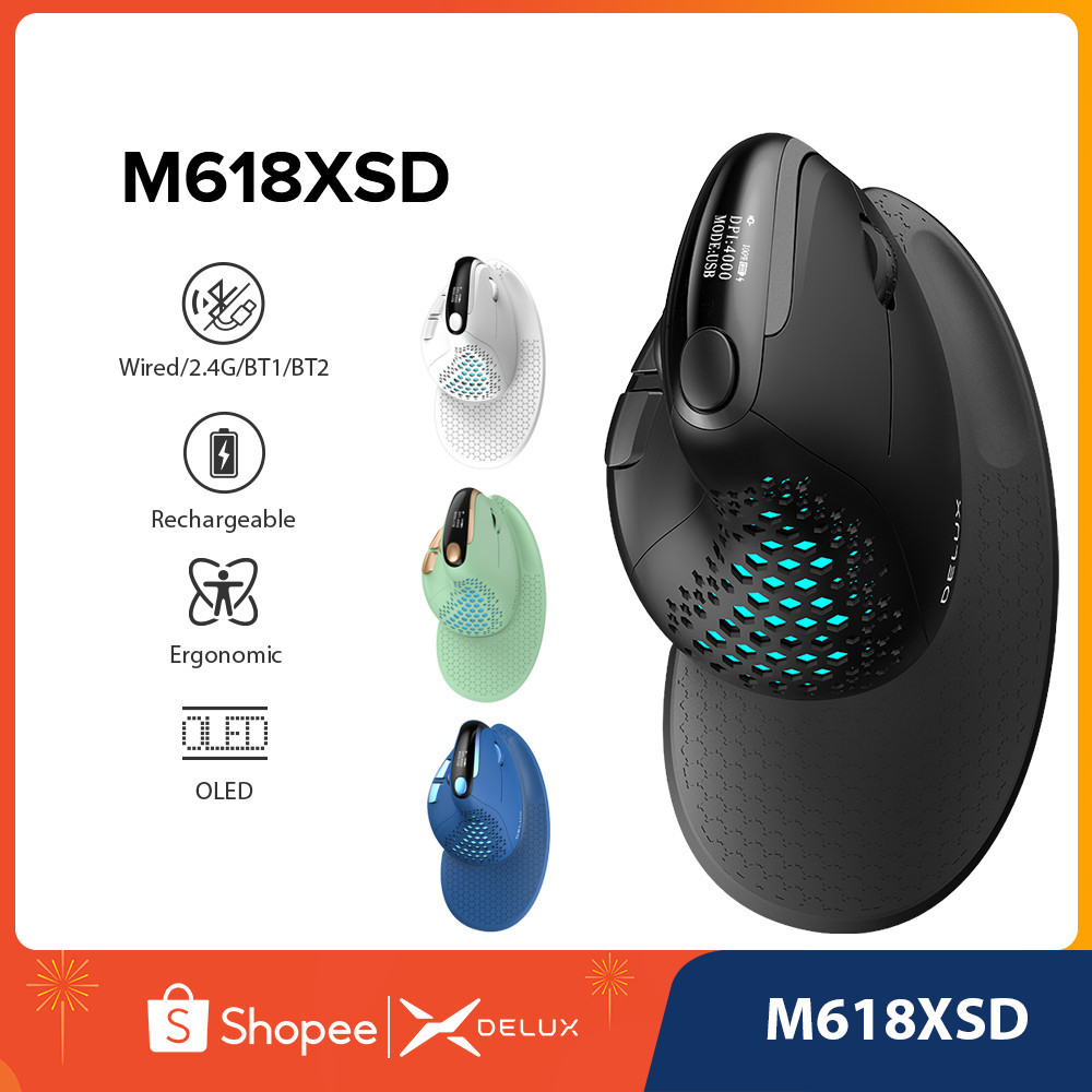 Delux M618Xsd Seeker Ergonomic Vertical Mouse With Oled Screen 4000Dpi ...
