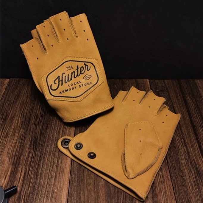 Motorcycle Anti Slip Retro Gloves Harley Motorcycle Leather Half Finger 