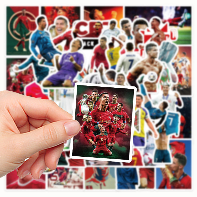 Ronaldo Stickers for Boys Men 50pcs Football Player Waterproof Sticker ...