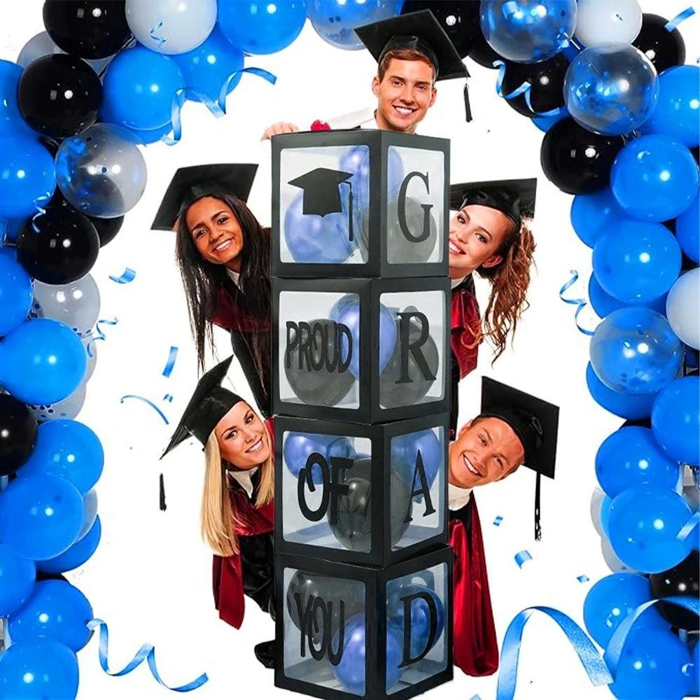 40pcs/set Graduation Party Theme Transparent Balloon Box with Letter ...