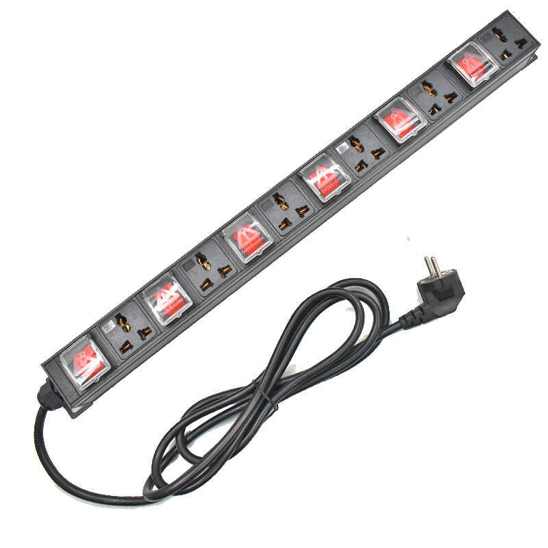 Network PDU 1U Rack Power Strip Distribution 16A Universal Outlets Break Switch Eu/Uk/Us