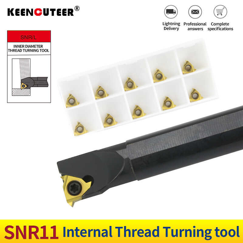 SNR Threading Boring Bar Set With Inserts - 4 Lathe Tool Holders & 14 Carbide Inserts For Internal Threading (8mm, 10mm, 12mm, 13mm Shanks)