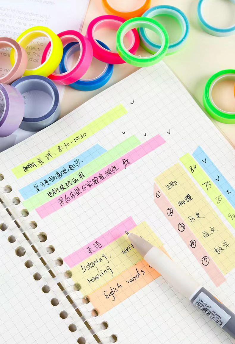 5pcs Morandi Highlighter Reading Sticky Tape Transparent Fluorescent ...