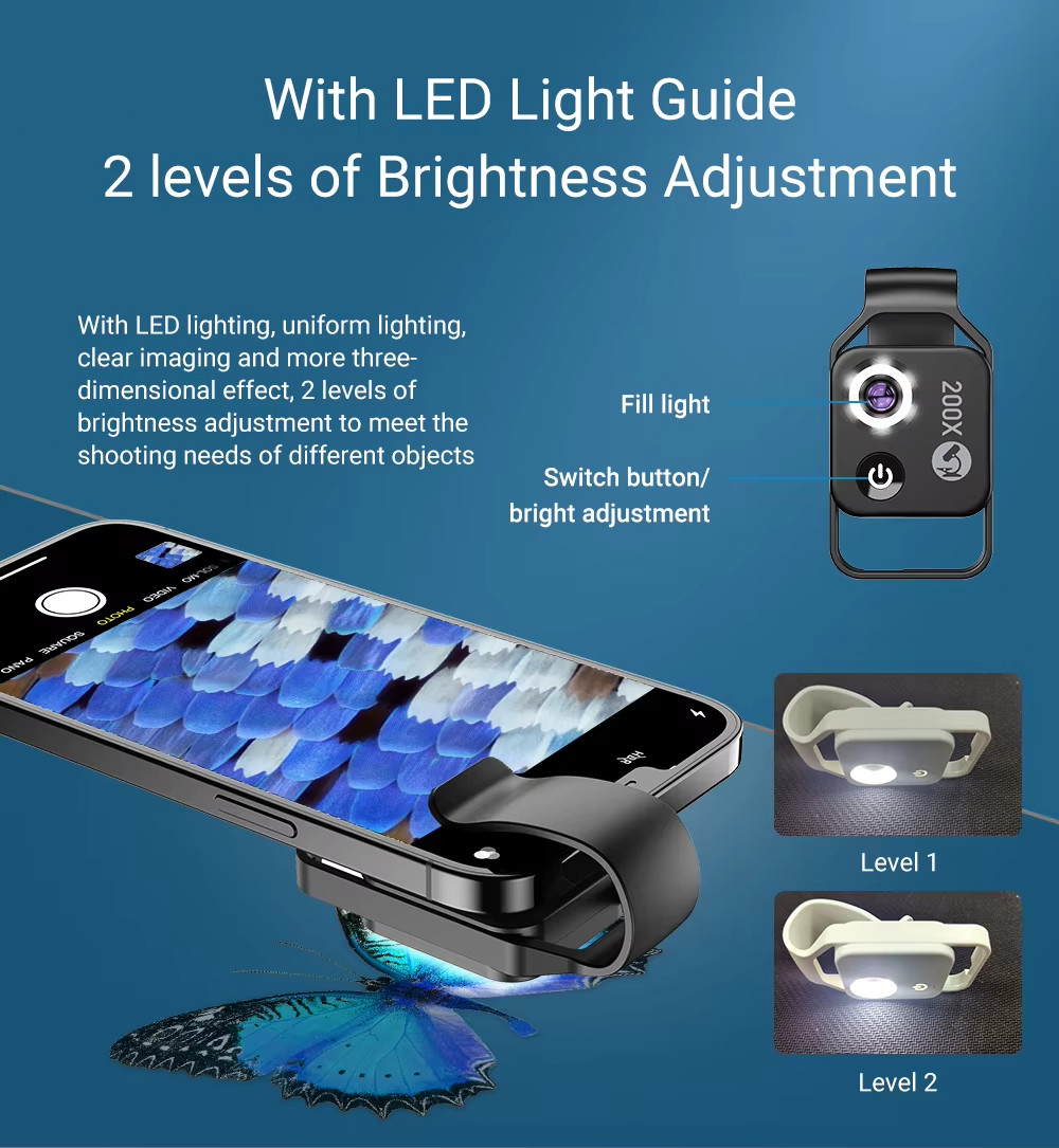 MS002 200X Professional Mobile Microscope Lens with CPL Filter & LED ...