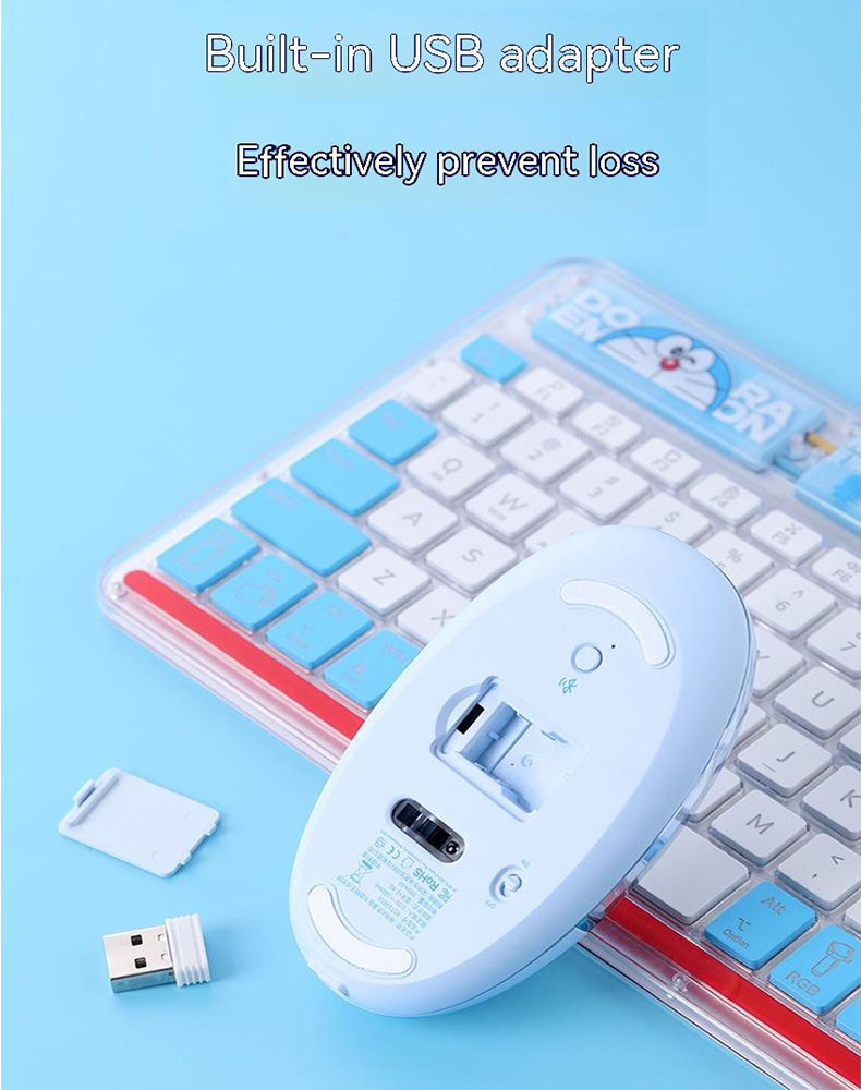 Doraemon Comic Book Transparent Wireless Mouse 2.4G Dual Mode Bluetooth ...