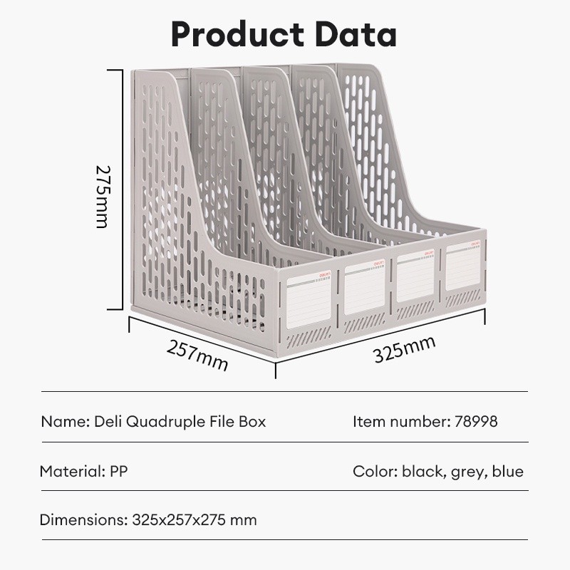 Deli 3/4 A4 Tier File Organize Box Magazine Document Organizer 78997 ...