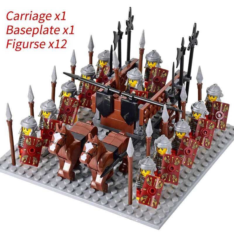 Medieval Knights mini Action Figures Building Blocks Roman Chariot ...