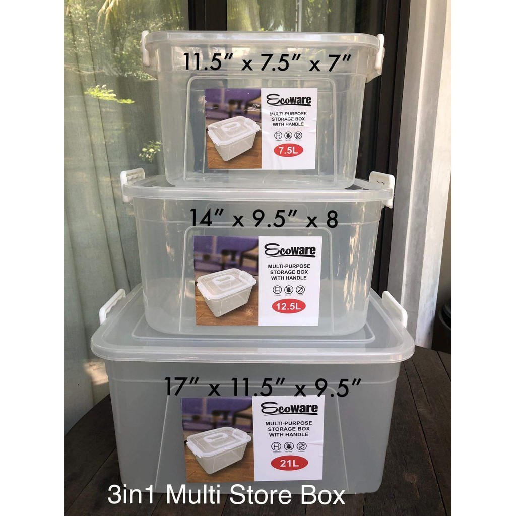 ۩ Ecoware Multi Purpose Plastic Storage Box Organizer Container With