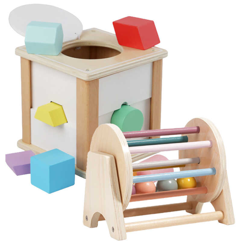 Matching Montessori Shape Sorter Toys Baby Wooden Building Blocks Color ...