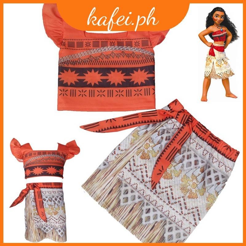 Moana Costume Princess Outfit Bra Skirt Set Little Girls Hawaiian ...