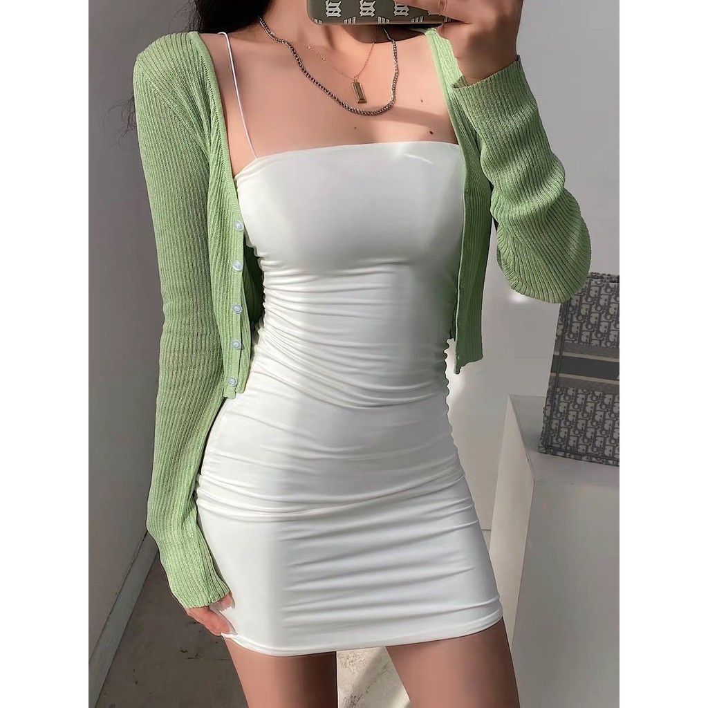 ♀ White Sexy Dress Women Spaghetti Strap Dresses Female High Waist ...