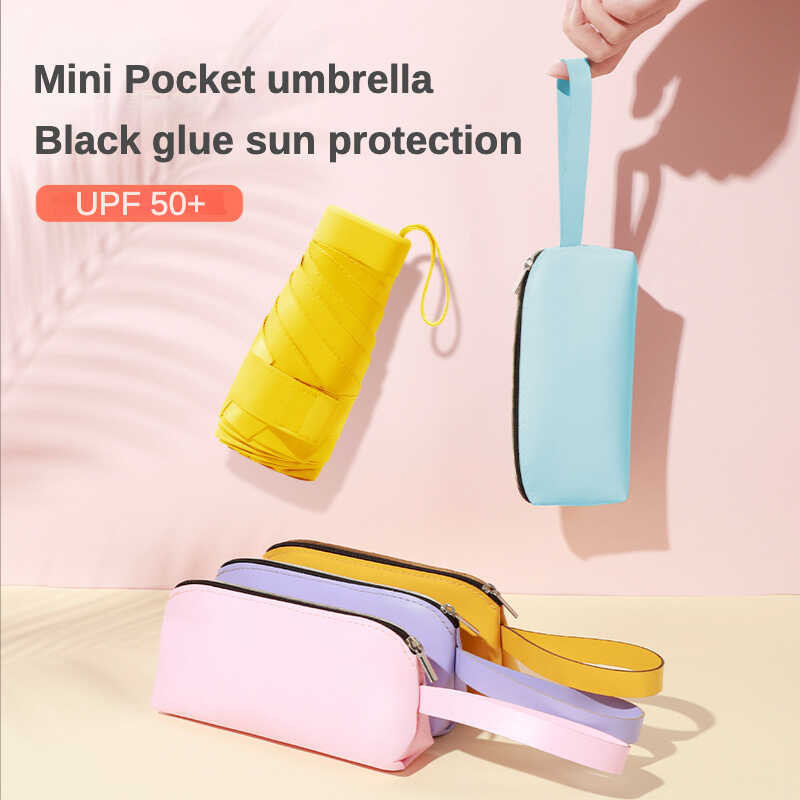 Zipper Leather Case Bag Mini Folding Sunscreen Para Sa Kababaihan ...
