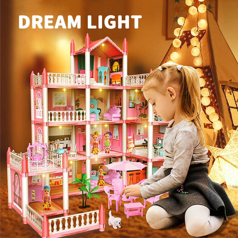 Big Doll house Princess Dream Castle Pretend Play for Girls Villa ...