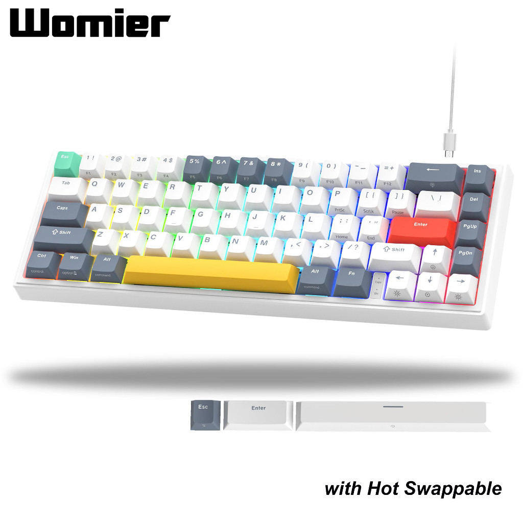 in stock WOMIER Gasket Mechanical Keyboard Hot Swappable Wired Gaming ...