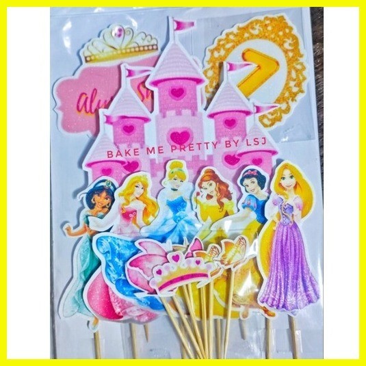 ∆ ☼ Glittery Disney Princess Themed Cake And Cupcake Topper Shopee