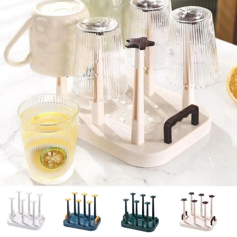 Plastic Cup Drying Rack Large Capacity Upside-Down Tea Cup Holder Dust ...