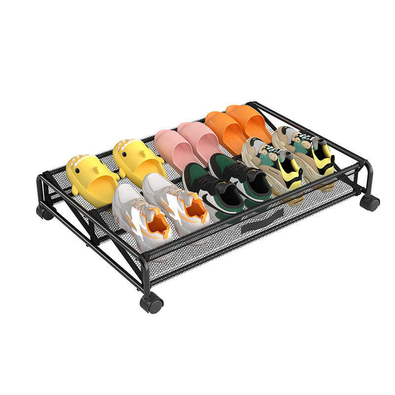 Simple shoe rack, bed bottom storage rack, mesh belt, pulley shoe ...