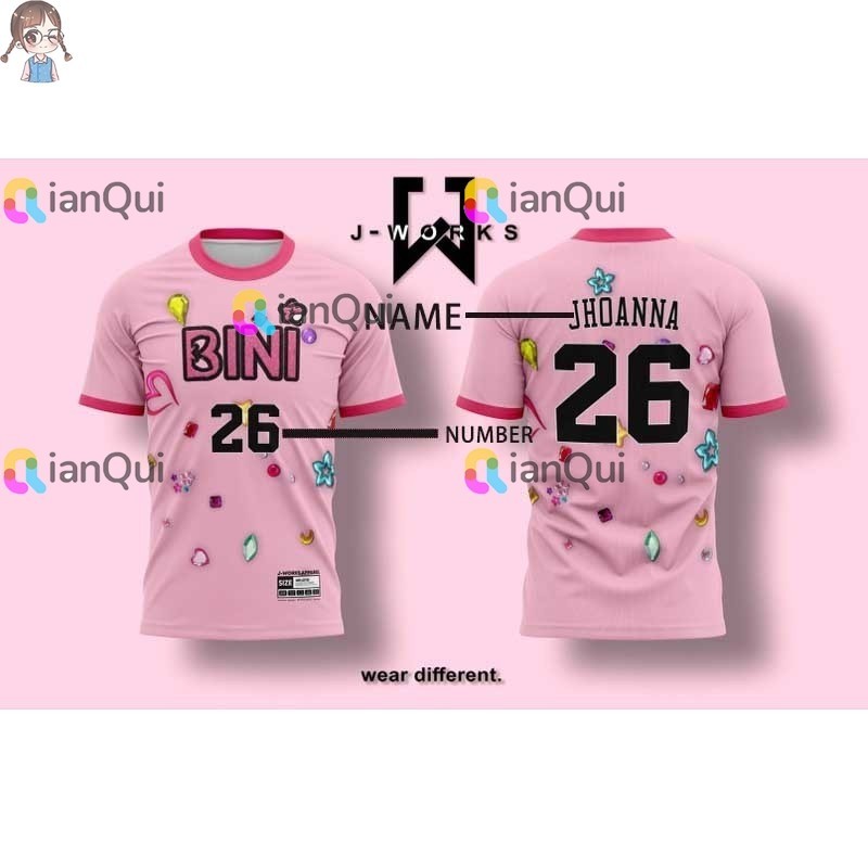 BINI T-shirt With Name BINI Member Number Top Unisex Casual Jersey Pink ...