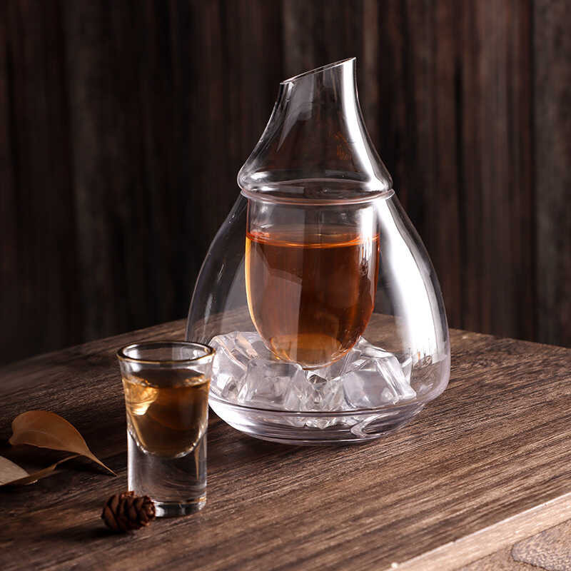 Sake Crystal Red Set Rice White Glass Warmer Hot Bottle Ice Jug Wine ...
