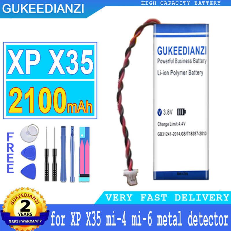 GUKEEDIANZI 2100Mah Battery For XP X35 Mi-4 Mi-6 Metal Detector Big ...