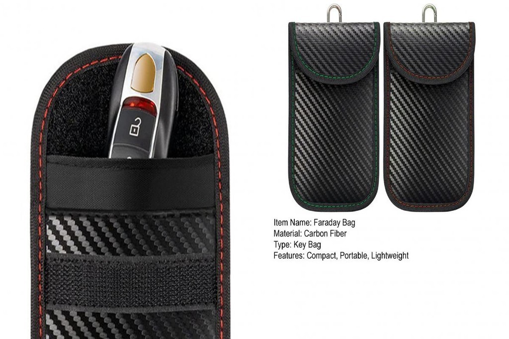 [Rm] Emf Shielding Key Holder 2 Pack Carbon Fiber Faraday Bag Key Fob ...
