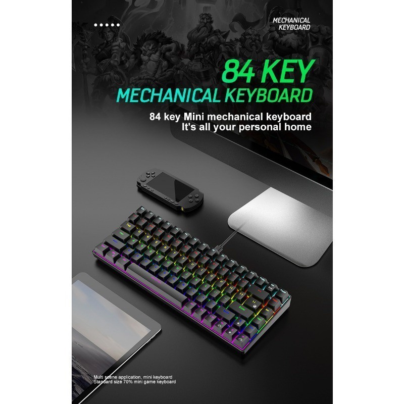 Wired Waterproof USB Interface 84-Key Keyboard JXCK84 Compact 18 Types ...