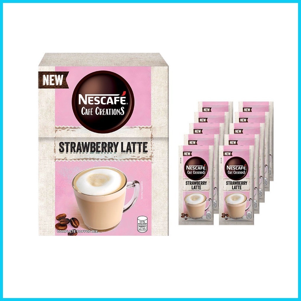 Nescafe Cafe Creations Strawberry Latte Coffee Mix 32g - Pack of 10 ...