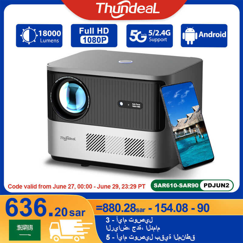 & Thundeal Tda6 Full HD 1080P 4K Video 5G Wifi Android Projector FHD ...