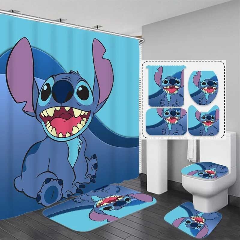 Curtain Curtains Shower Set Para Sa Bathroom Cartoon Ornate Bath Rug