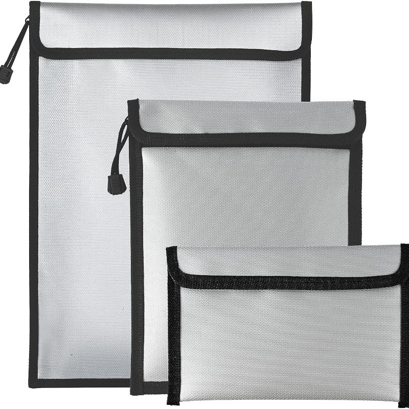 2000°F Fireproof Waterproof File Bag with Zipper Closure Storage Pouch ...
