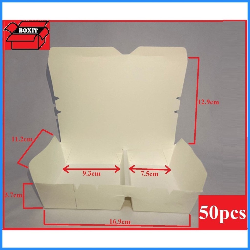 ♀ 2 Division Paper Meal Box / 2 compartment Paper MealBox x 50pcs ...