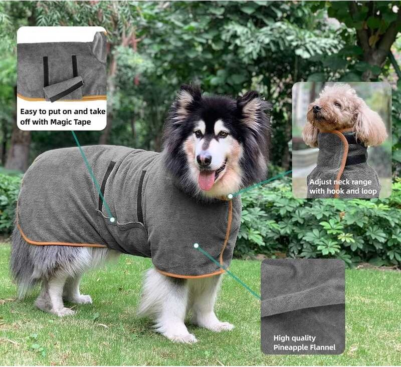 Super Absorbent Pet Bathrobe, Drying Coat, Microfiber Beach Towel