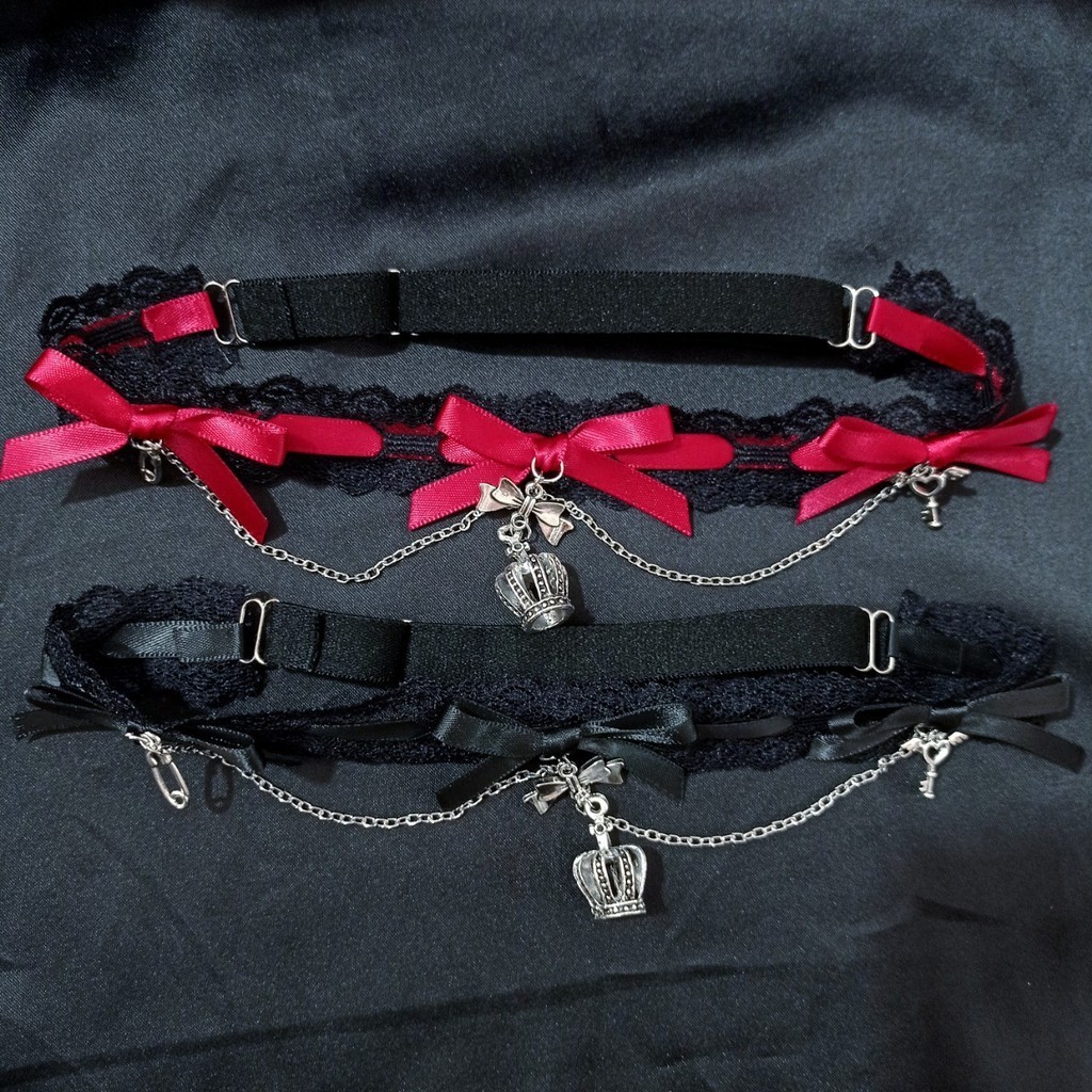 Retro Bowknot Black Red Leg Loop for Women Girls Adjustable Elastic ...