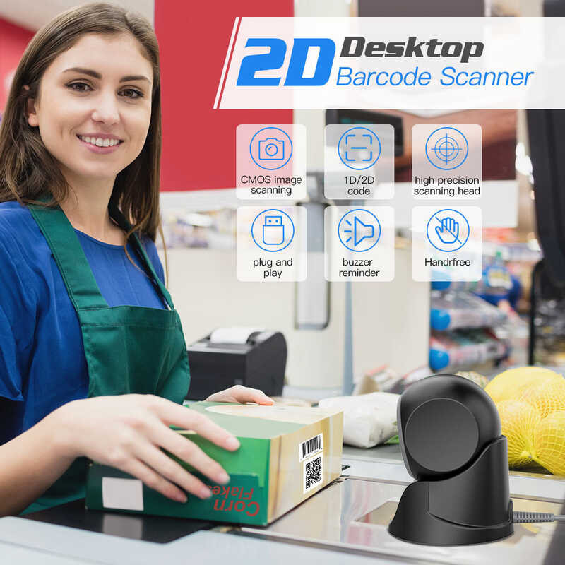Hands-Free EYOYO Omnidirectional Platform 1D 2D Desktop Barcode Scanner ...