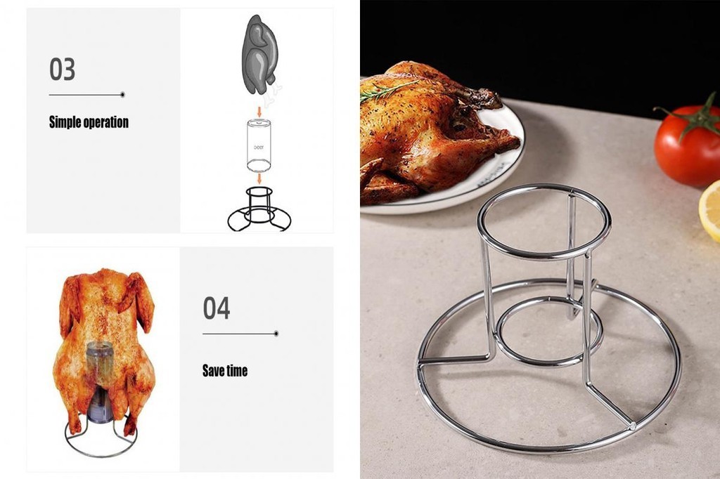 Roast Chicken Rack Stainless Steel Chicken Upright Roaster Stainless ...