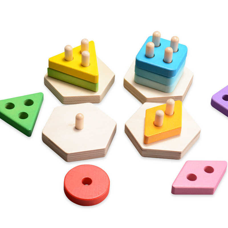 Tower Wooden Rainbow Uod Piles Stacked High Tower Rings Sets ...