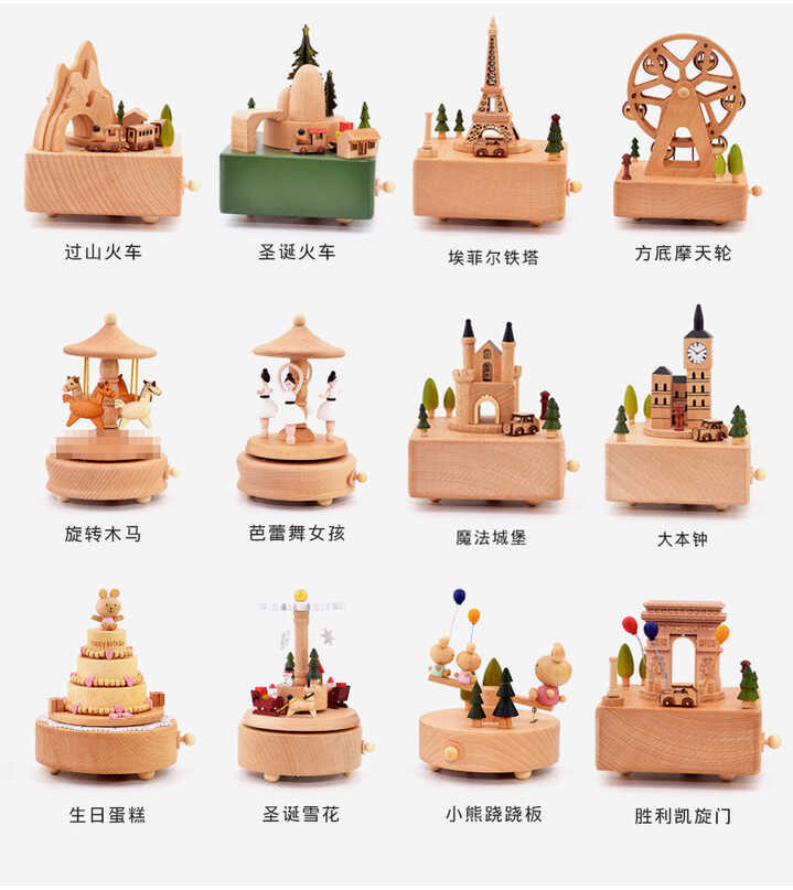 Creative Wooden Music Box Girls Carousel Children's Valentine's Day ...