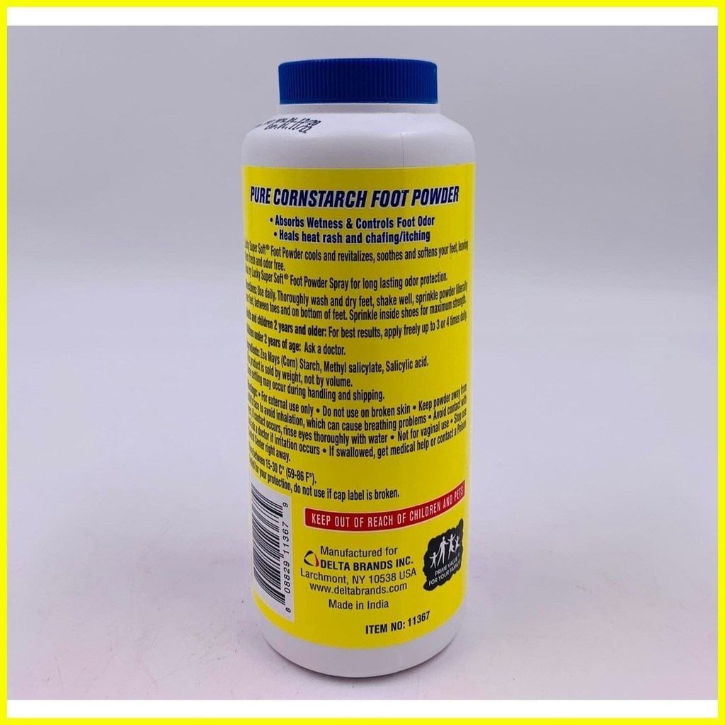 ⊙ ☾ Lucky Super Soft Pure Cornstarch Foot Powder 100 Talc Free 142g